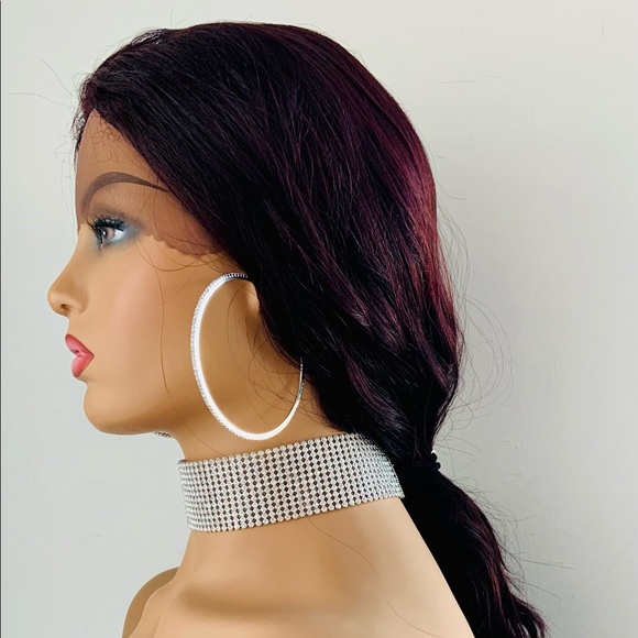 Burgundy Wine Loose Wave 13x2 Lace Front Synthetic Wig - Picture 11 of 15